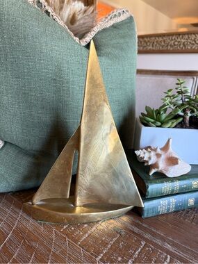 Brass Sailboat Figurine - Golden Accent Decor